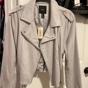 Forever 21 gray suede jacket. Size large. Tags still on!